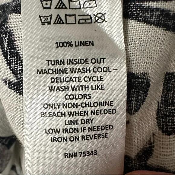 Tahari Women's Leaf Print 100% Linen Short Sleeve Shirt Lightweight plus size - Picture 4 of 10